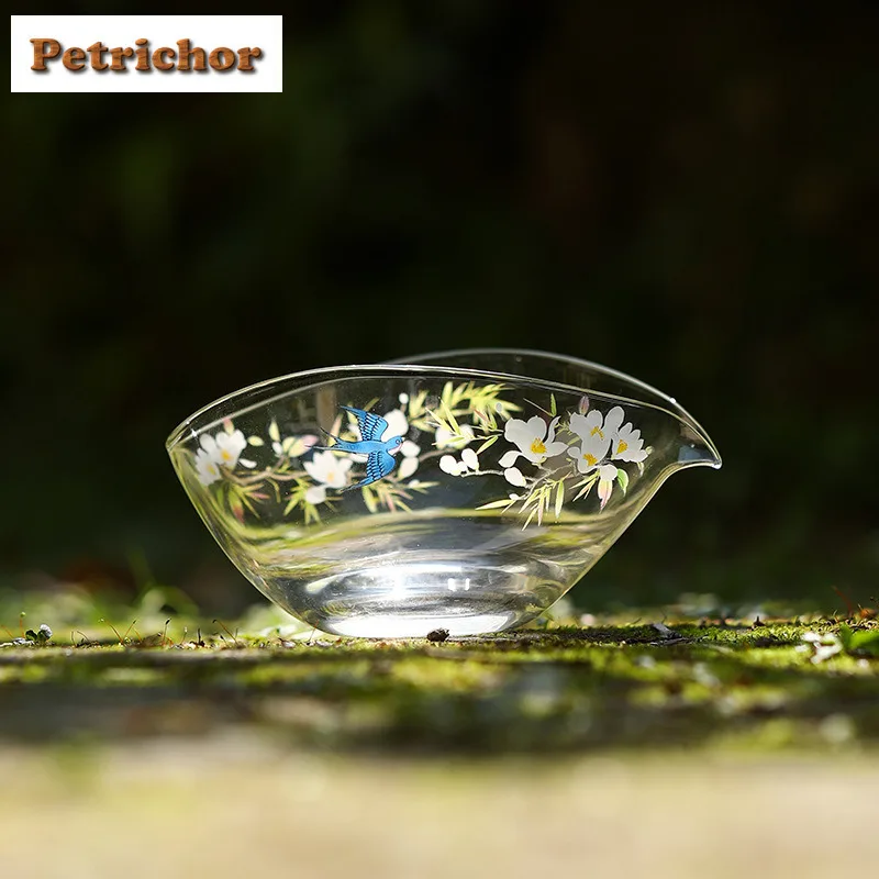 

180ml Glass Leaf Boat Swallow Tea Pitcher Tea Divider Sharing Pot Cha Hai Dispenser Justice Cup Fair Mug Tea Items Supplies Gift