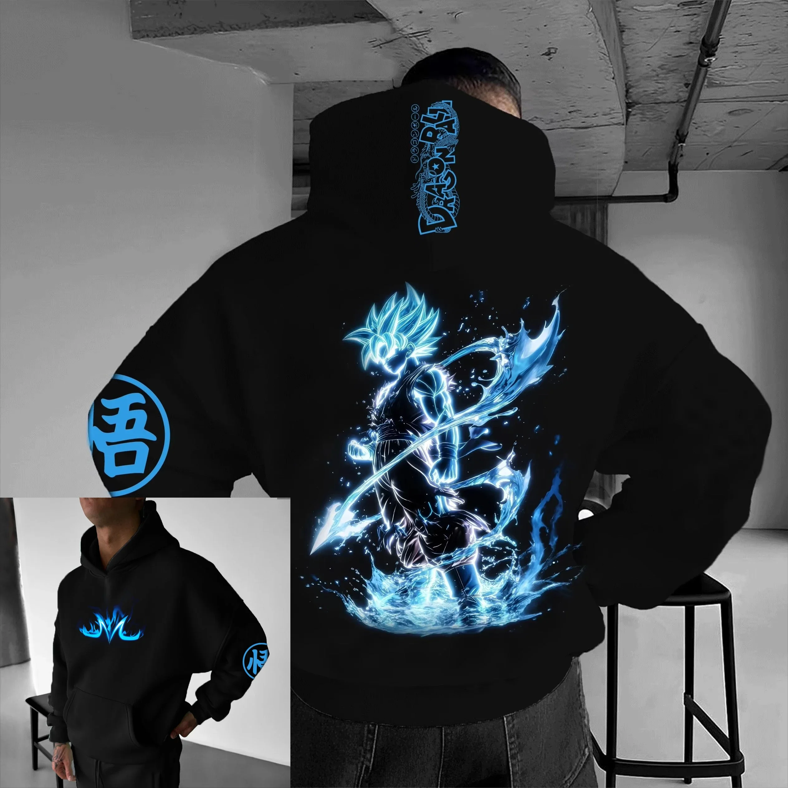 Dragon Ball Hip-Hop Großer Hoodie 2026 Herren- und Damen-Herbst/Winter Neu Anime-Druck Lässiger Lockerer Eltern-Kind-Hoodie Top – Detail 7