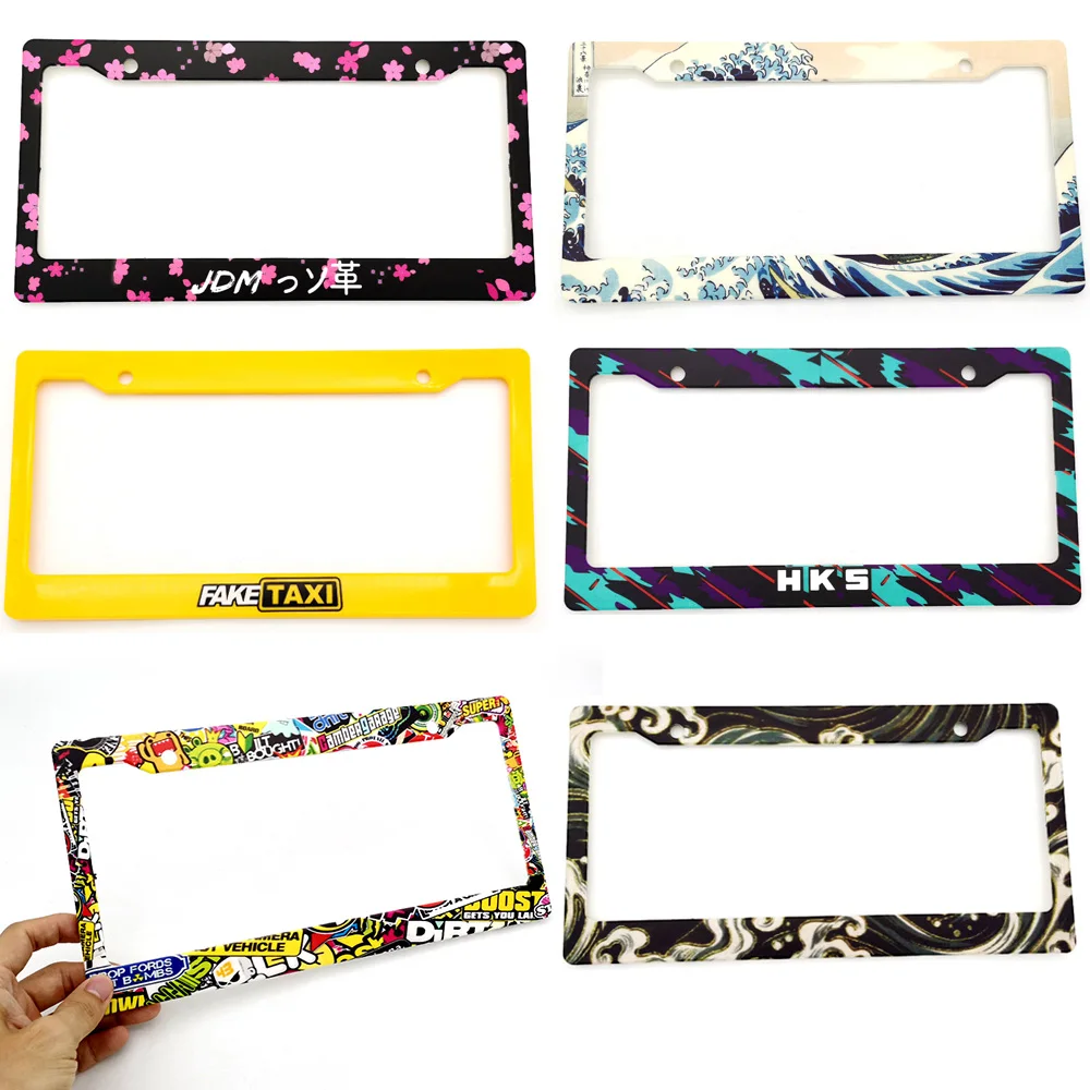 2PCS Car License Plate Frame USA Standard ABS JDM Graffiti Style For Decoration Auto Hokkaido Number Plate Frame Accessories ﻿