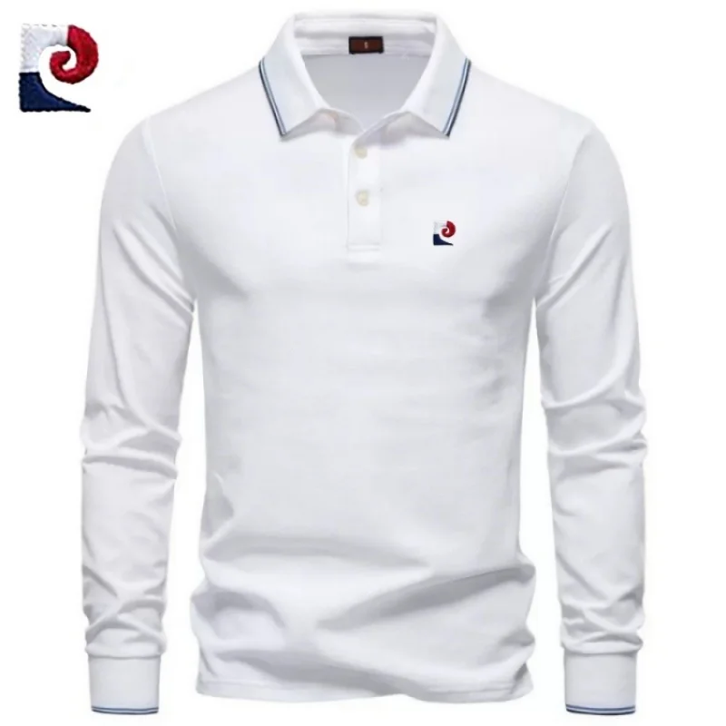 Spring and Autumn Men's High Quality Long Sleeve Polo Shirt New Fashionable, Casual, Warm, Comfortable, Versatile Top