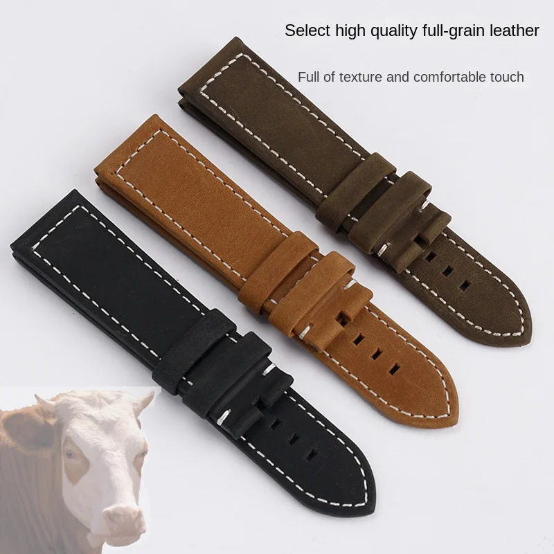 Correa de reloj de cuero genuino para hombre, pulsera de 23mm para Zenith Pilot Bronze Luminox Casio PRW-60/30/50/70YT Cartier