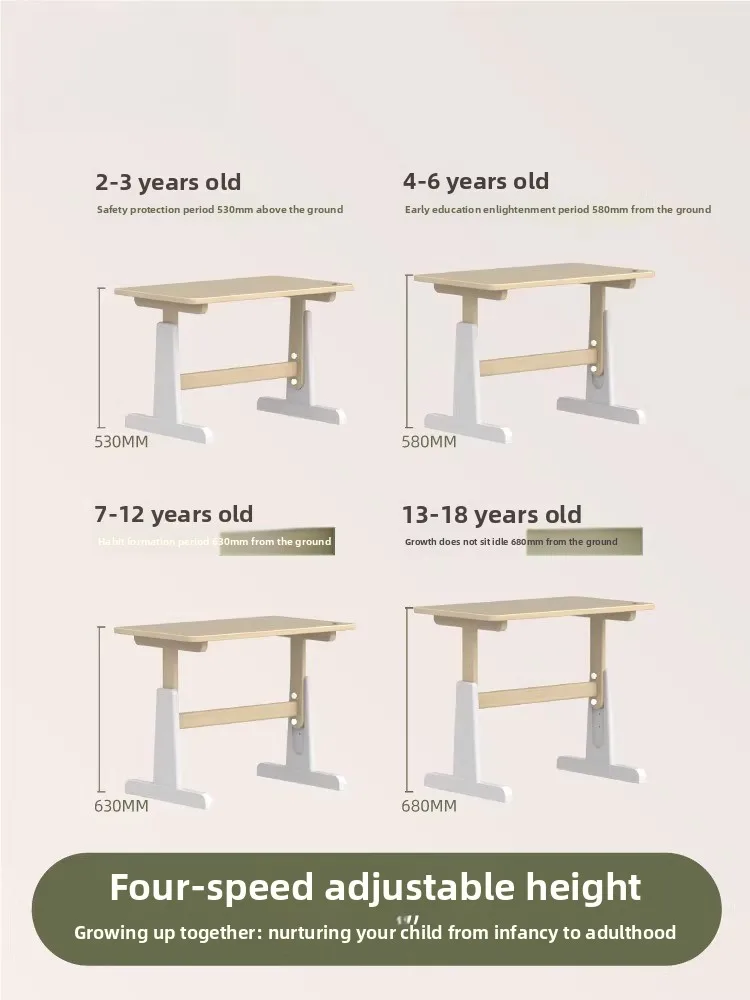Children's study table Full solid wood lifting desk Student home writing table Multifunctional desks