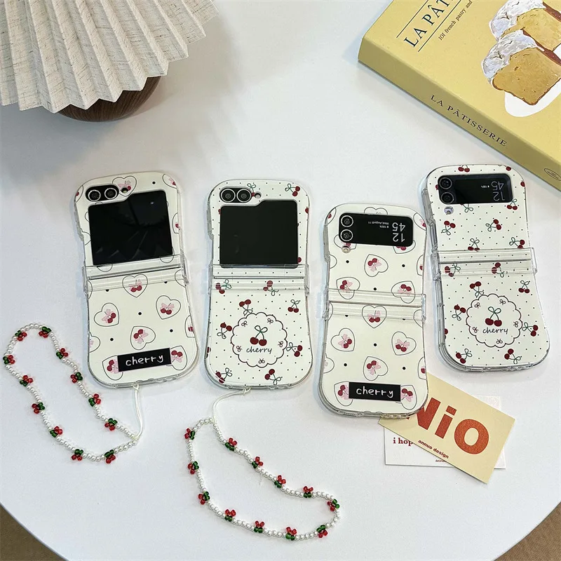 Minimalist Polka Dot Cherry for Samsung Galaxy Z Flip 7 6 5 4 Protective Back Cover for ZFlip5 ZFlip6 ZFlip7 Case Shell