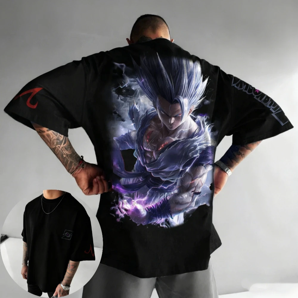 

Мужская и женская футболка Dragon Ball Son Gohan, футболка с круглым вырезом в стиле аниме, лето-весна, одежда для родителей и детей с короткими рукавами для мальчиков