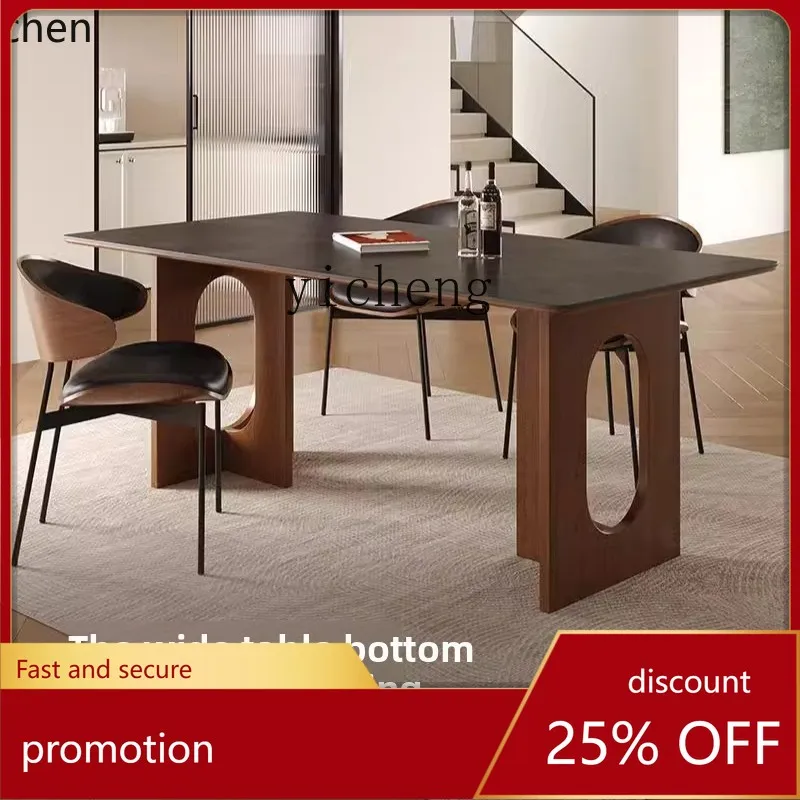 

ZMLsolid wood dining table living room wabi style rectangular dining table simple modern dining table and chair combination