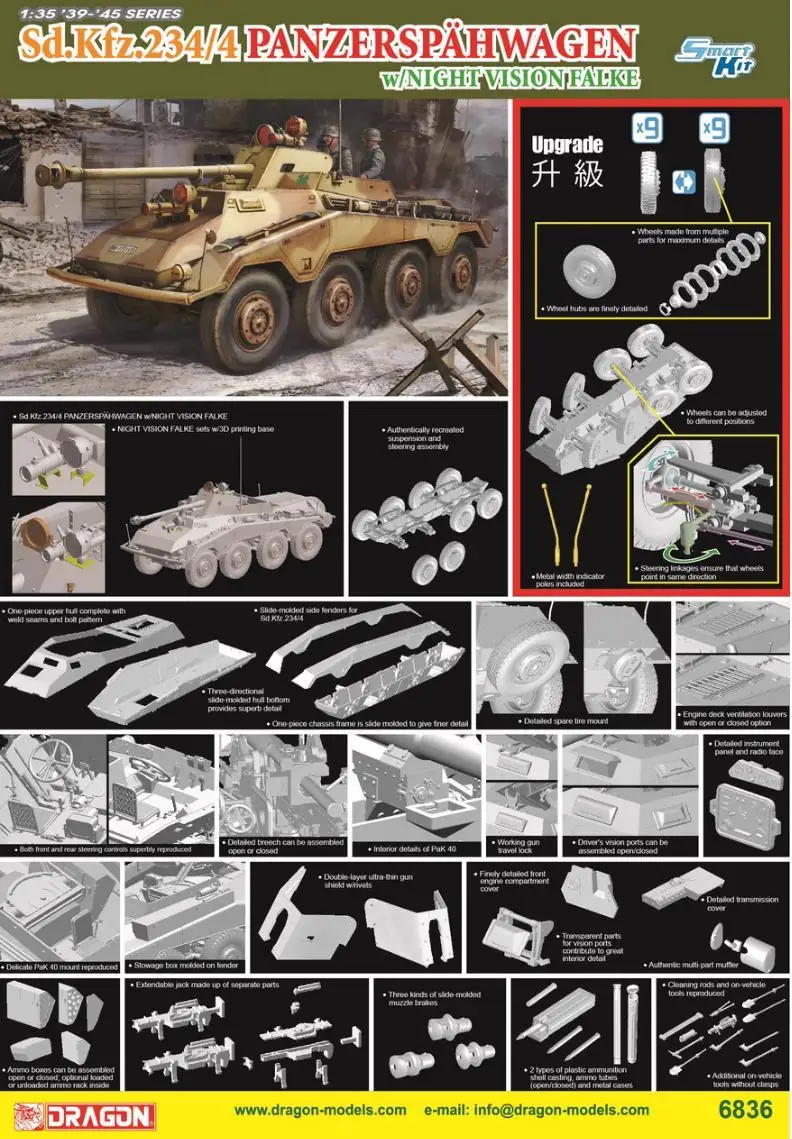 

DRAGON 6836 1/35 Scale Sd.Kfz.234/4 Panzerspähwagen w/NV Falke Model Kit