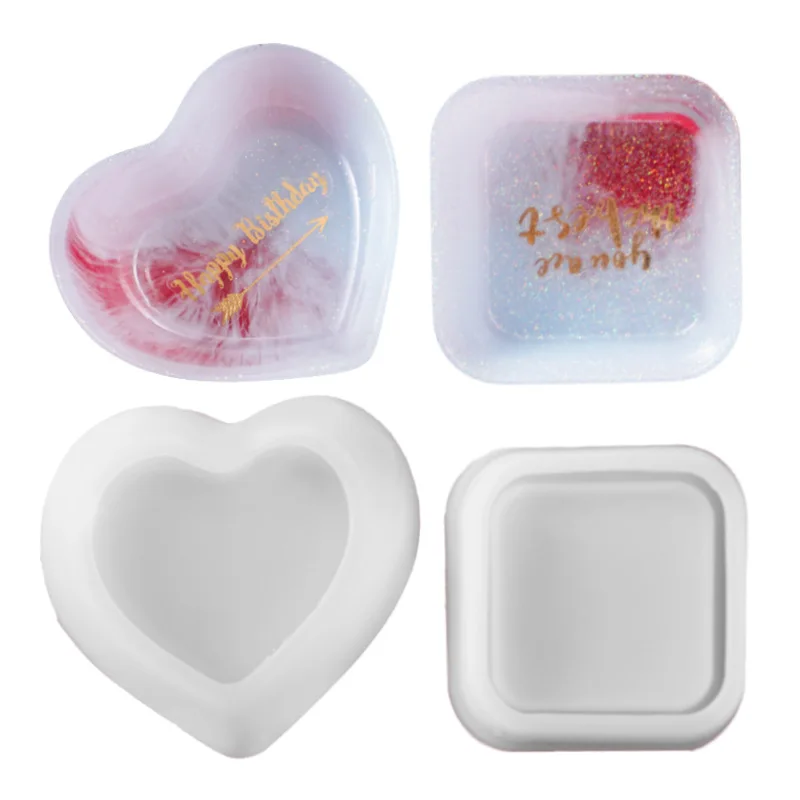 1Pcs Heart Shape Jewelry Epoxy Casting Molds Round Dish UV Epoxy Resin Molds Tools For Diy Jewelry Making Findings Accessories