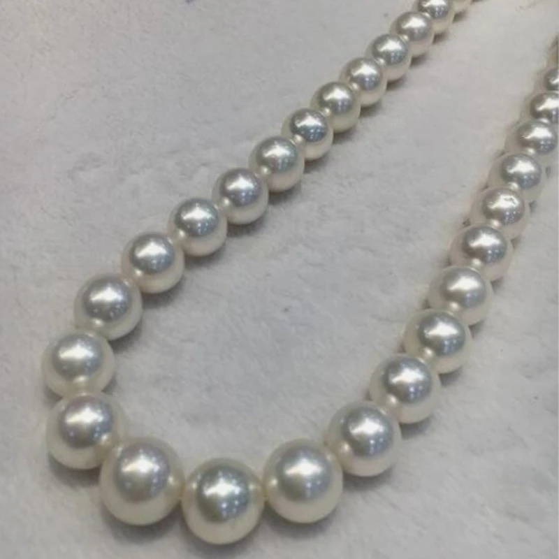 

Натуральное ожерелье из белого жемчуга 12-14 мм, женское ожерелье из стерлингового серебра 925 пробы с тонкими бусинами
