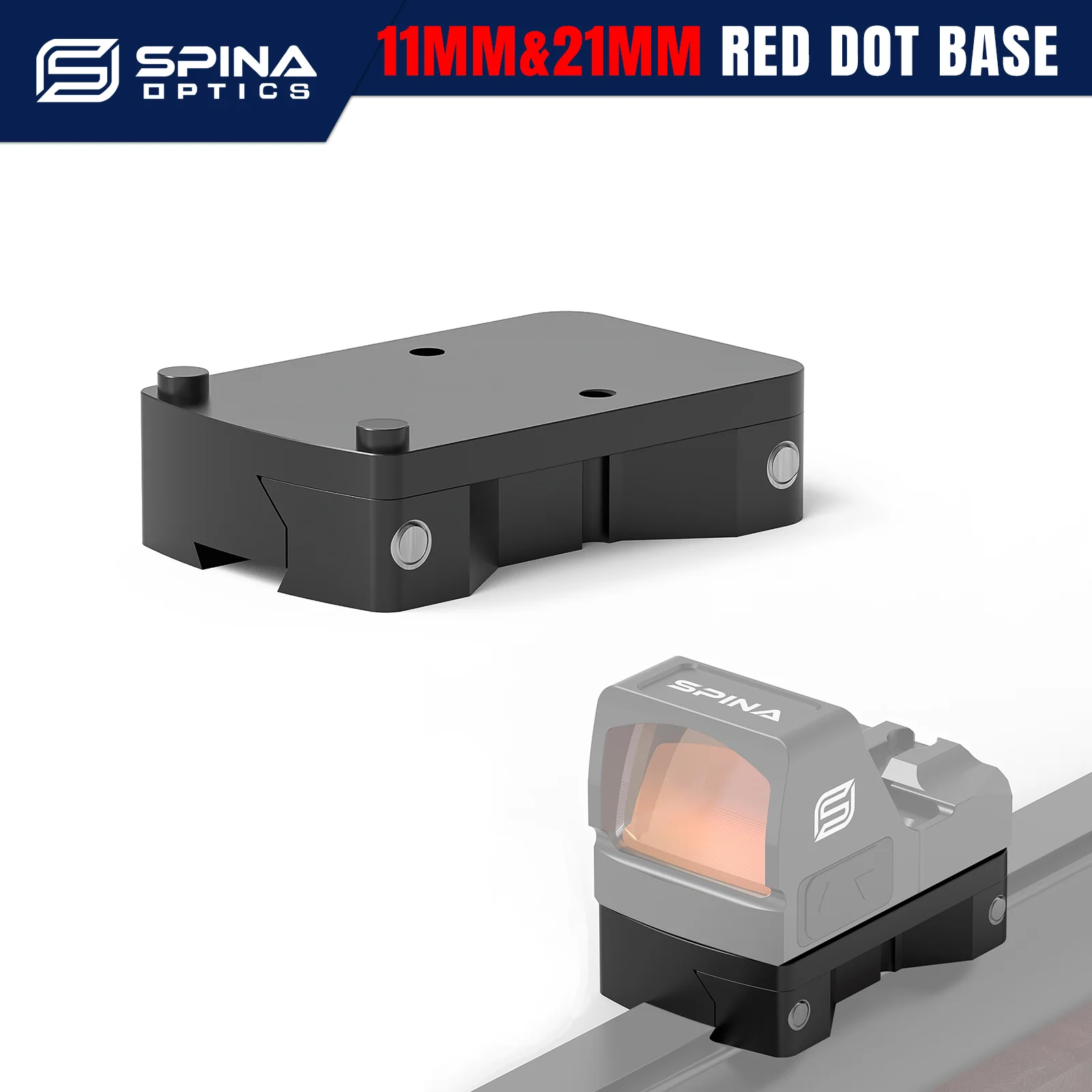 SPINA OPTICS Base 21&11mm pour Rails Picatinny/Dovetail, Support Red Dot compatible avec norme S-FR/HS407C/507C, Accessoire AR15