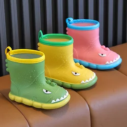 Dinosaur Children's Rain Boots Boys And Girls Cute Anti-slip Wear-Resistant Rain Shoes Soft Soled Outdoor Waterproof Shoes