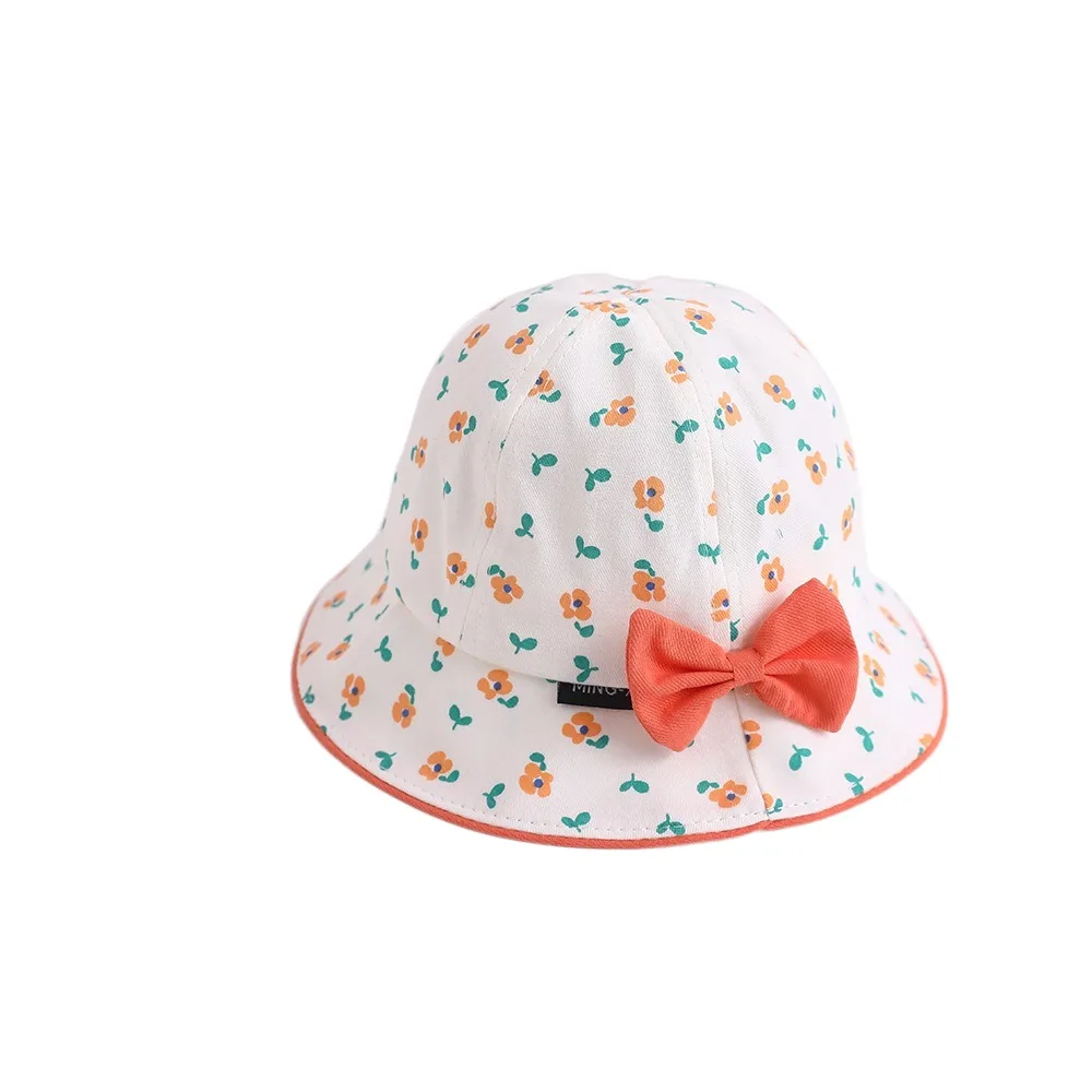 

Cute Korean Style Flower Bucket Cap Bowknot Cotton Baby Shading Hat Anti-UV Wide Brim Empty Top Kid Sunhat Kid