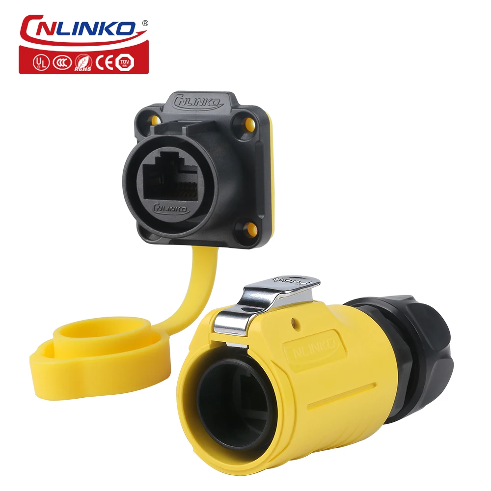 CNLINKO LP20 RJ45 CAT6 IP68 waterdichte industriële Ethernet-connectorkoppeling voor zware omgevingen buiten LAN-netwerkadapter