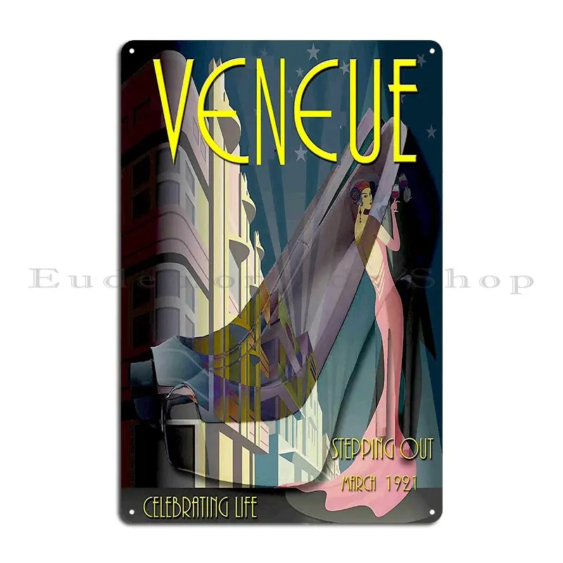 Veneue Vintage 1921 Stepping Out Magazine Advertising Print Metal Sign Club Wall Decor Print Wall Cave Design Tin Sign Poster