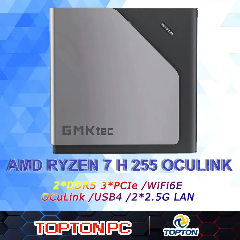 GMKtec K12 Mini PC Gaming AMD Ryzen 7 H 255  Mini Desktop Computers with Radeon 780M Graphics 4mn AI Chip - Dual 2.5GbE NIC LAN