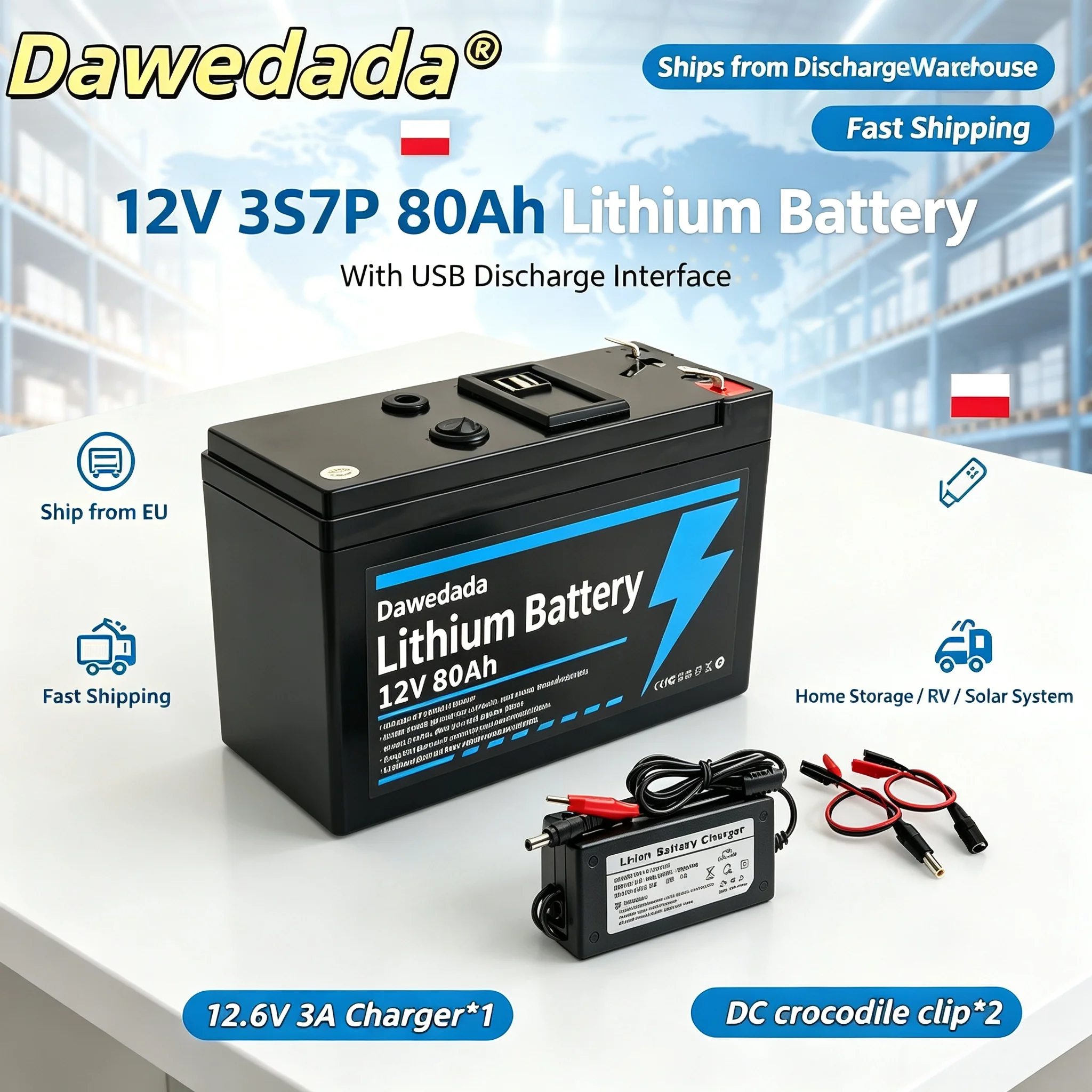 Image of 3S7P 12V 80Ah 18650 Wiederaufladbares Energiespeichermodul, Mehrfachschutz-BMS-Platine & 4000+ Zyklen Lebensdauer, geeignet für Solar-Wind-Anlagen, Mini-USV, Beleuchtung, Elektrofahrzeugversorgung