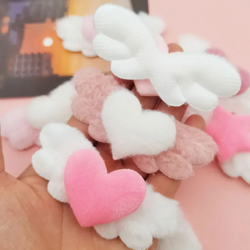 20 Stück Herz-, Stern- und Engelsflügel-Applikationen, gepolstert, zum Selbermachen, für Haarspangen und Hüte, süße Flügel-Accessoires, Aufnäher – Detail 3
