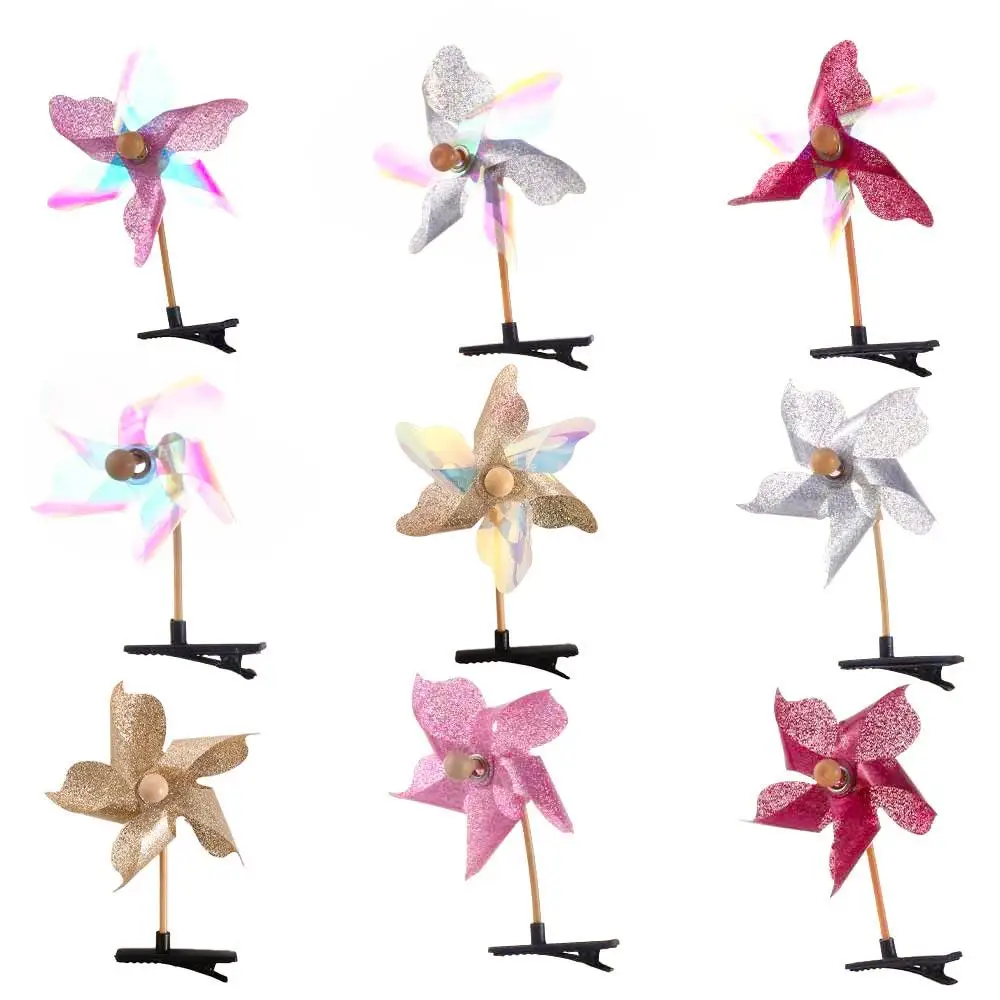 

1pc Rotatable 3D Windmill Hair Clip Child Girls Colorful Rainbow Duckbill Hairpin Plastic Hair Barrettes Headwear