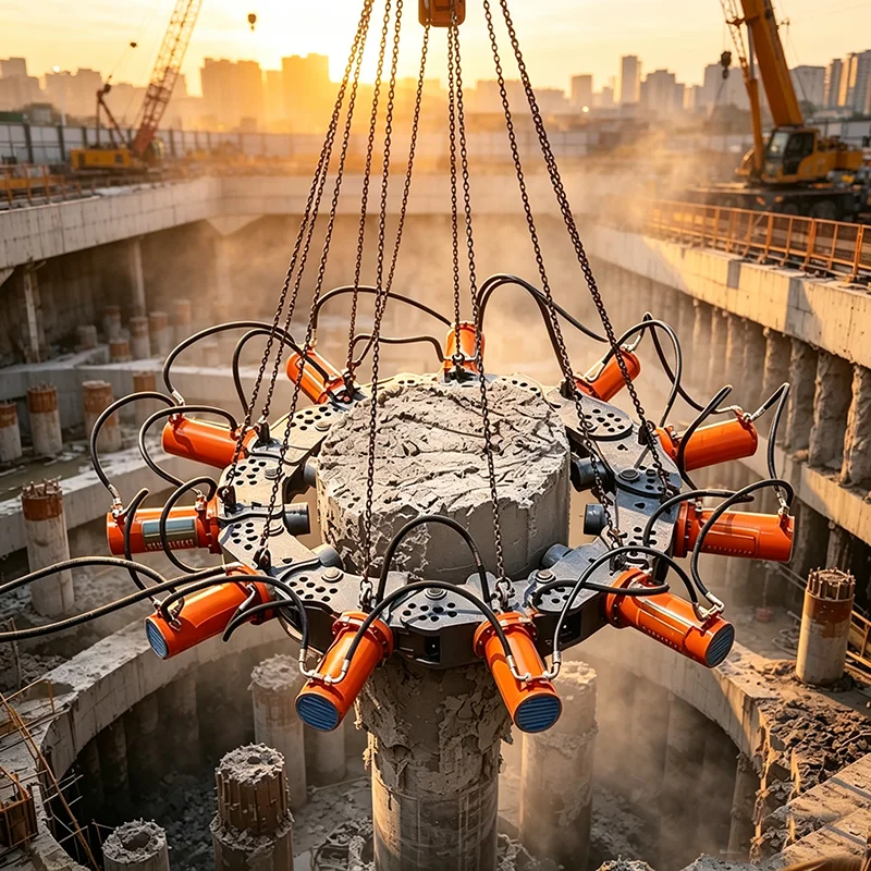 Foundation Pile Cutting Hydraulic Attachment Excavator Mounted Concrete Pile Breaker for Piling Works