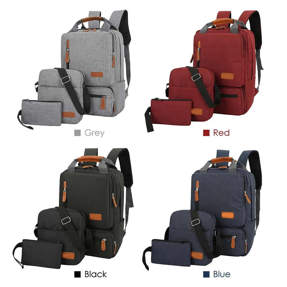 3pcs Backpack Set Laptop Backpack Shoulder Bag Small Pocket Fits Up to 14.5inches for Women and Men Travel School Business Work