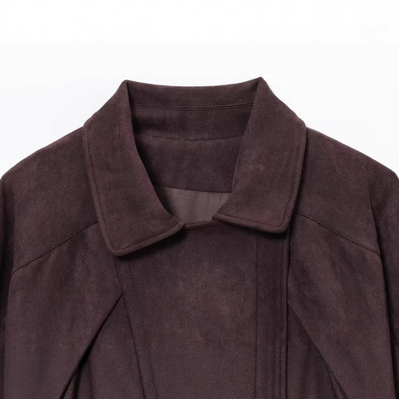 HKSH Frühling Herbst Neue Frauen Jacke drehen-unten Kragen Zipper Tasche Schärpen Taille Cinching Persönlichkeit Streetwear Ins Mantel HK11354