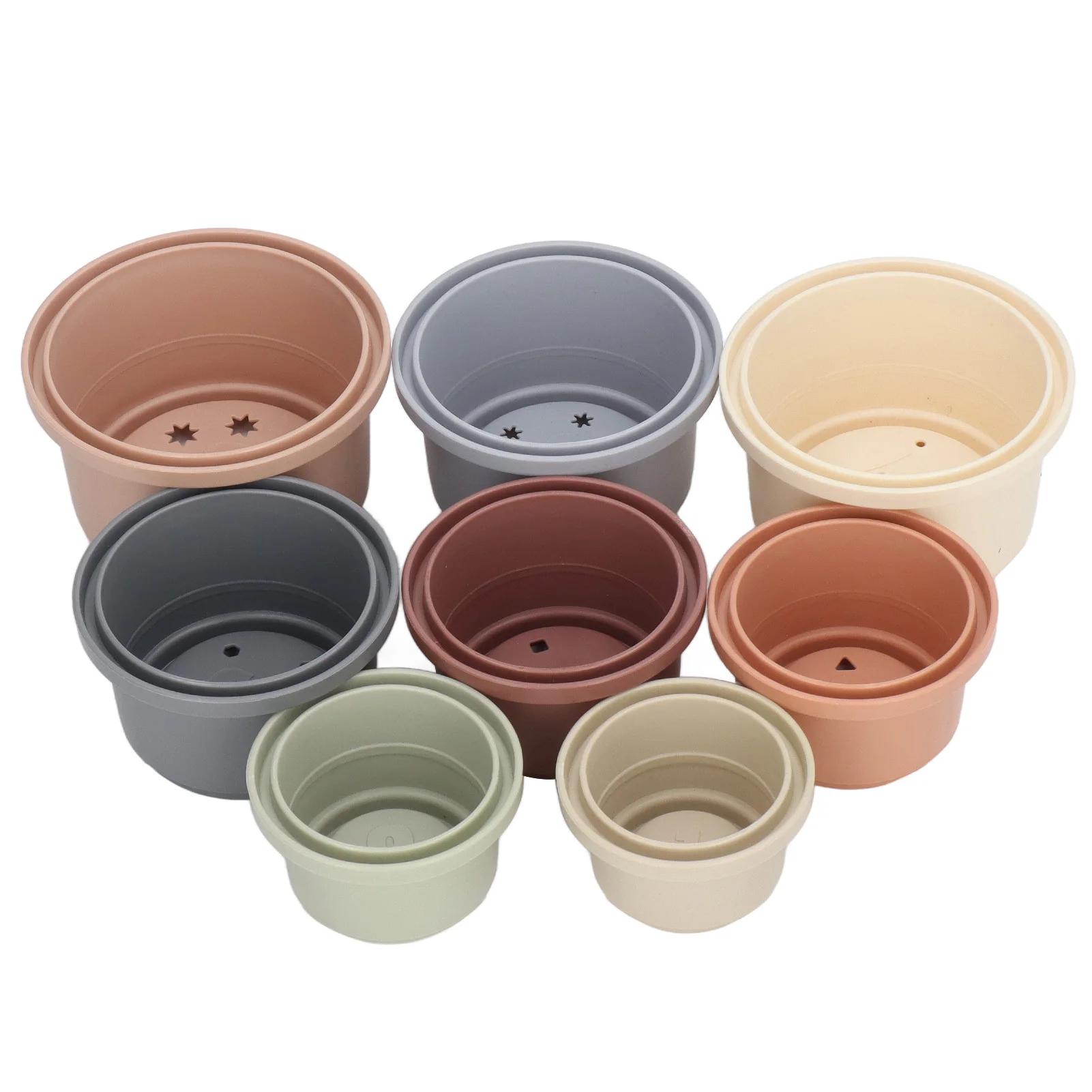 8Pcs Stacking Cups Color Learning Rich Colors Modern Design Fun Educational Toys for Baby Shower Gifts Bath Toys