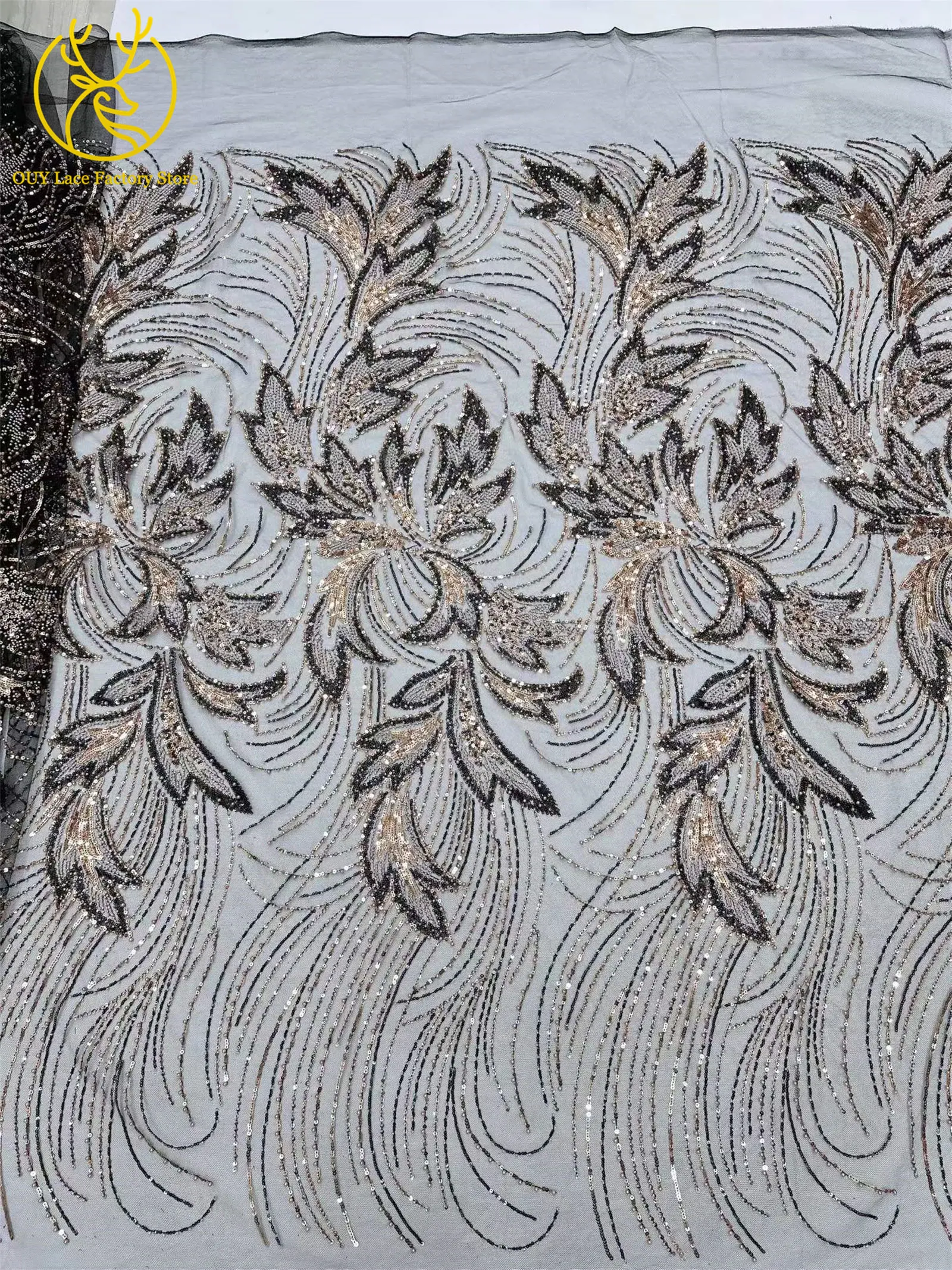 5 Yards luxuriöser afrikanischer Spitzenstoff 2026, hochwertiger französischer Pailletten-Spitzenstoff für nigerianisches Nähen von Brautkleidern – Detail 16