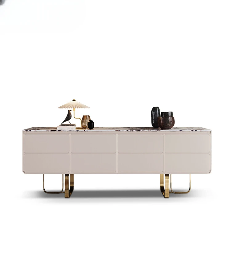 Light luxury dining side cabinet restaurant villa Italian high-end luxury living room modern light stone marble en