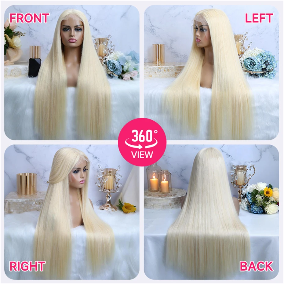 250% 300% Density 13x6 Hd Lace Frontal Wig Human Hair Pre Plucked Remy Brazilian Straight 613 Honey Blonde 13x4 Lace Front Wigs