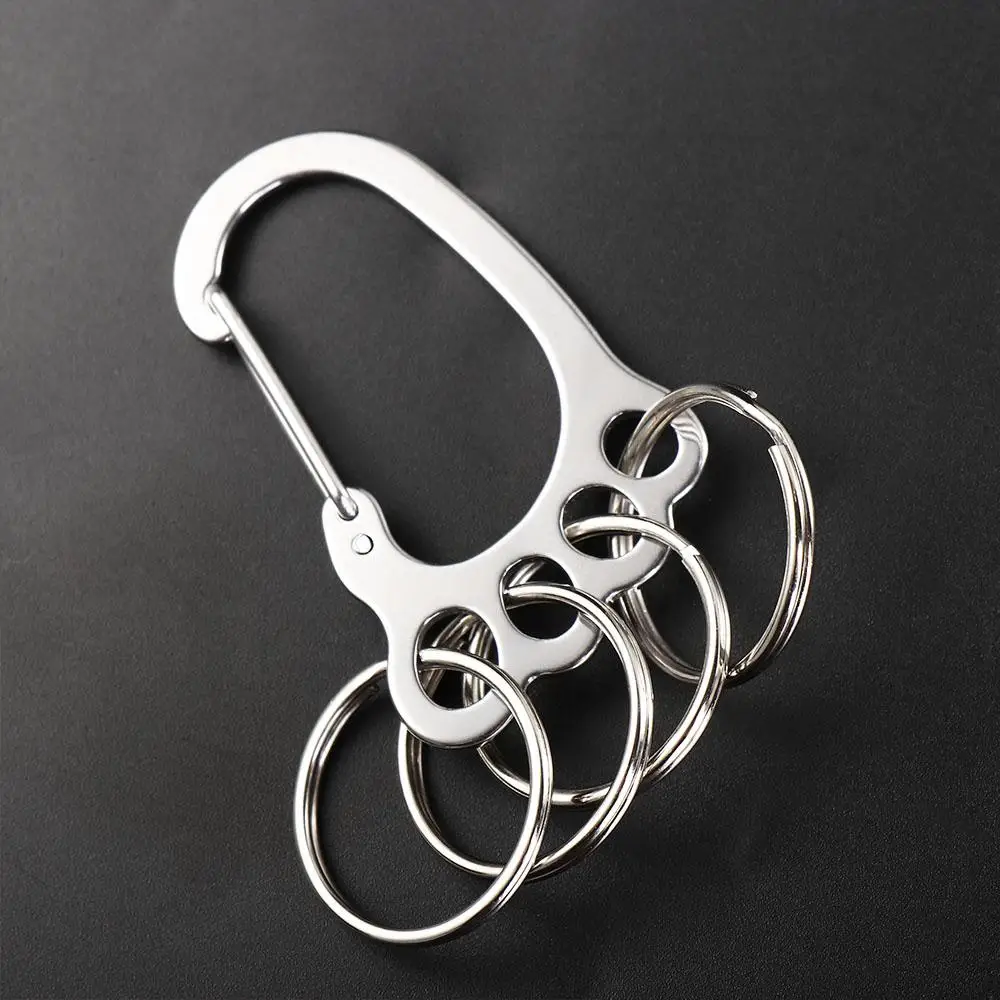 

1pc Simple Stainless Steel Feet Keychain Durable Metal Key Holder with 4 Bonus Key Ring Waist Hanging for Men