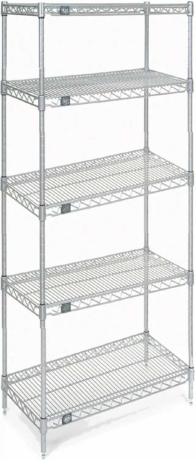 

- 24"" X 30"" X 86"", 5 Tier, Nsf Listed Adjustable Wire Shelving, Unit Commercial Storage Rack, Chrome, Leveling Feet