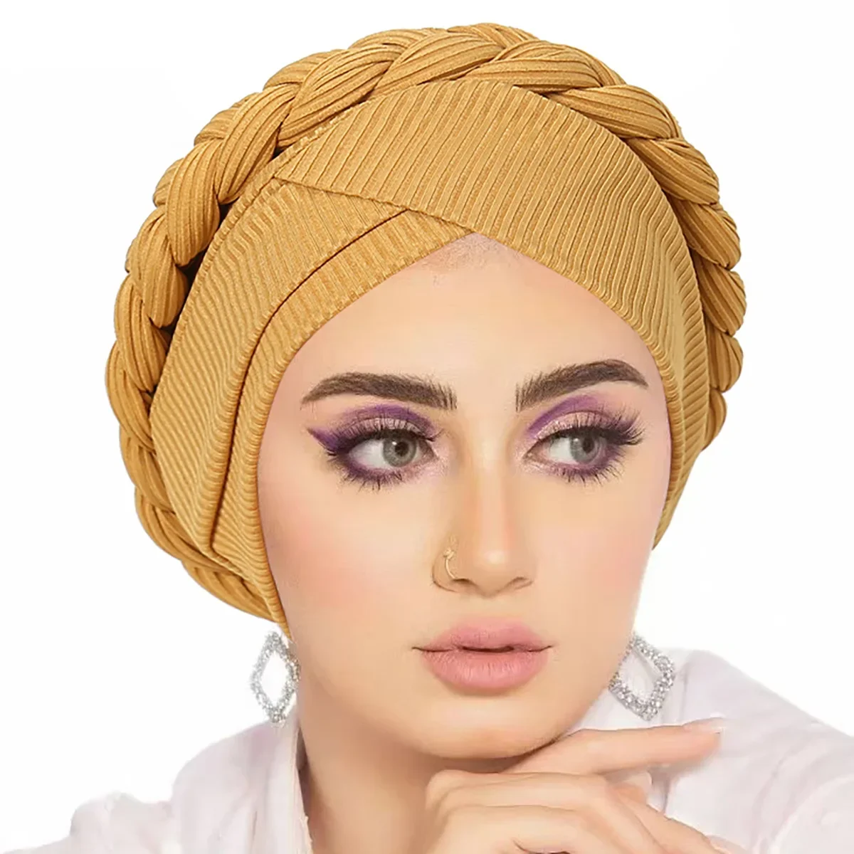 

Forehead Cross Turban Indian Hat Women Chemo Cap Braids Headscarf Muslim Hijab Bonnet Beanies Hair Loss Head Wrap Turbante Mujer