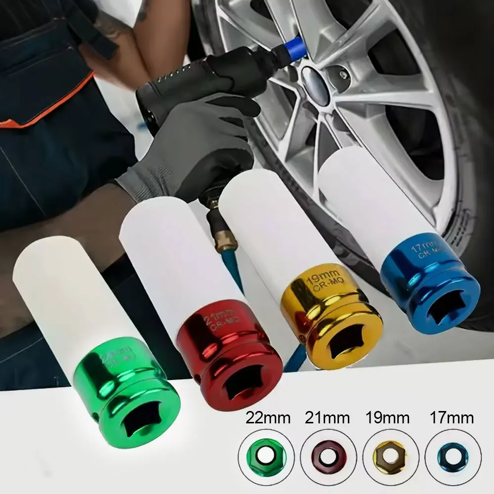 

1/2" Car Drive Socket Set Protective Sleeve Wheel Nut Socket For Pneumatic Tire Removal Automotive Tire And Lug Repair Tools