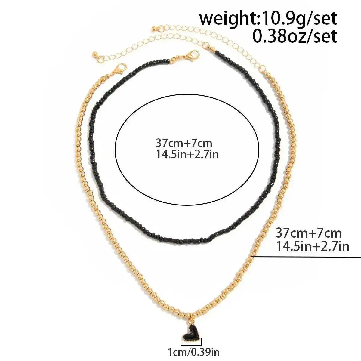 2개 세트 트렌디 Y2K 하트 펜던트 초커 목걸이 여성 보헤미안 CCB 비즈 쇄골 체인 정교한 파티 주얼리