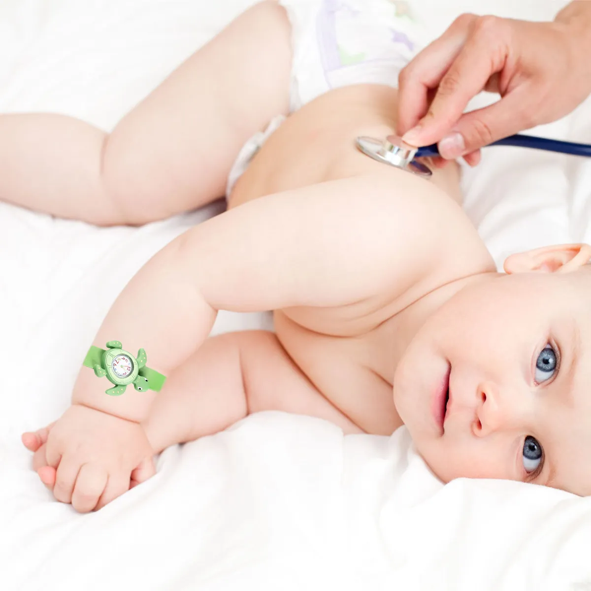 

2 шт. Детские часы с мультяшным дизайном морских животных: Красный краб, Зеленая морская черепаха. Креативные наручные часы для детей, подарочные аксессуары.