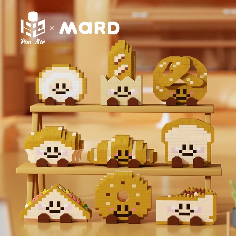 Cute 6116 Bread Lover Series Building Blocks Baguette Sandwich Swiss Roll Simulated Food Assembly Toy Children Birthday Gifts