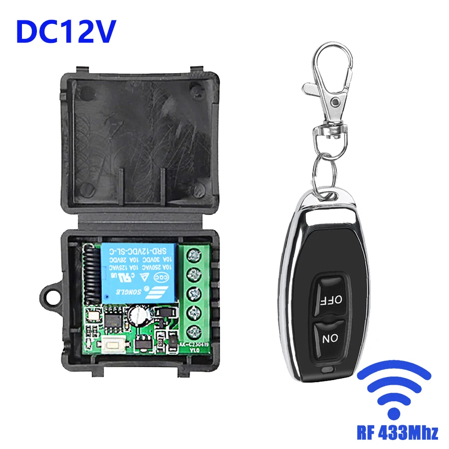 RF 433Mhz Universal Gate Remote Control Switch DC 12V 10A Relay Receiver Mini Module Transmitter for LED Light Gate Garage Door