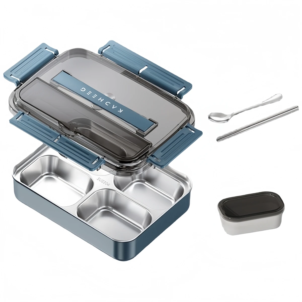 

1 Set Lunch Box Four Compartment With 250ml Soup Container With A Lid Food Container With Lids And Utensils Tableware Parts