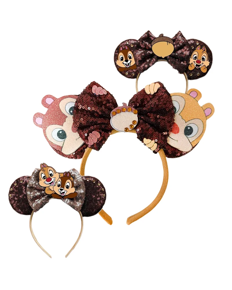 Chip and Dale-diademas con orejas de Mickey Mouse para mujer, accesorios para el cabello de Aladdín, Diadema con lazo para niña