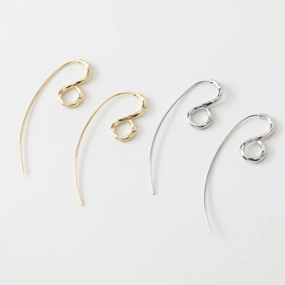 6PCS 14K Gold Plated Brass Niche Fashion S Wire Ear Wire Earring Jewelry DIY Making Supplies Material Accessories