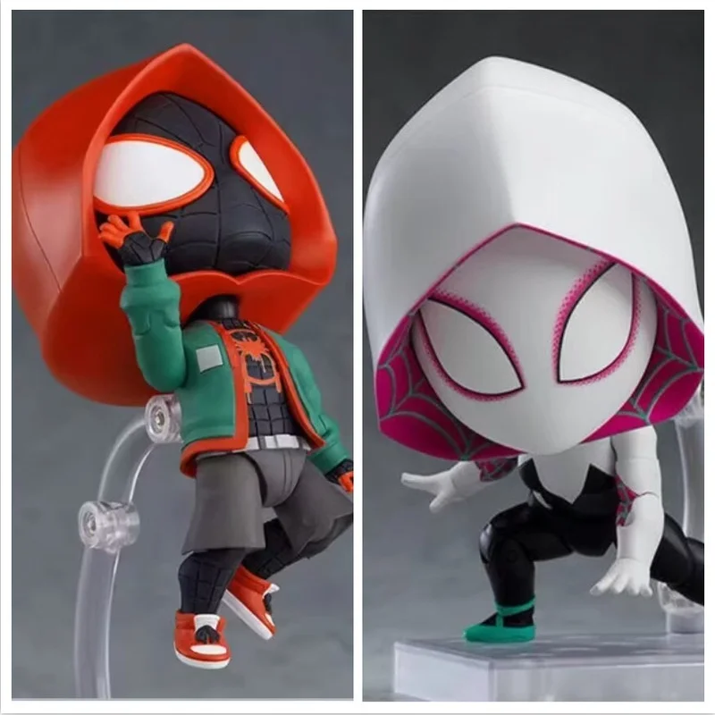 New Parallel Universes Anime Figures Q Edition Spider-Man Gwen Clay Man Modle Pvc Movable Interchangeable Desktop Ornaments Toy