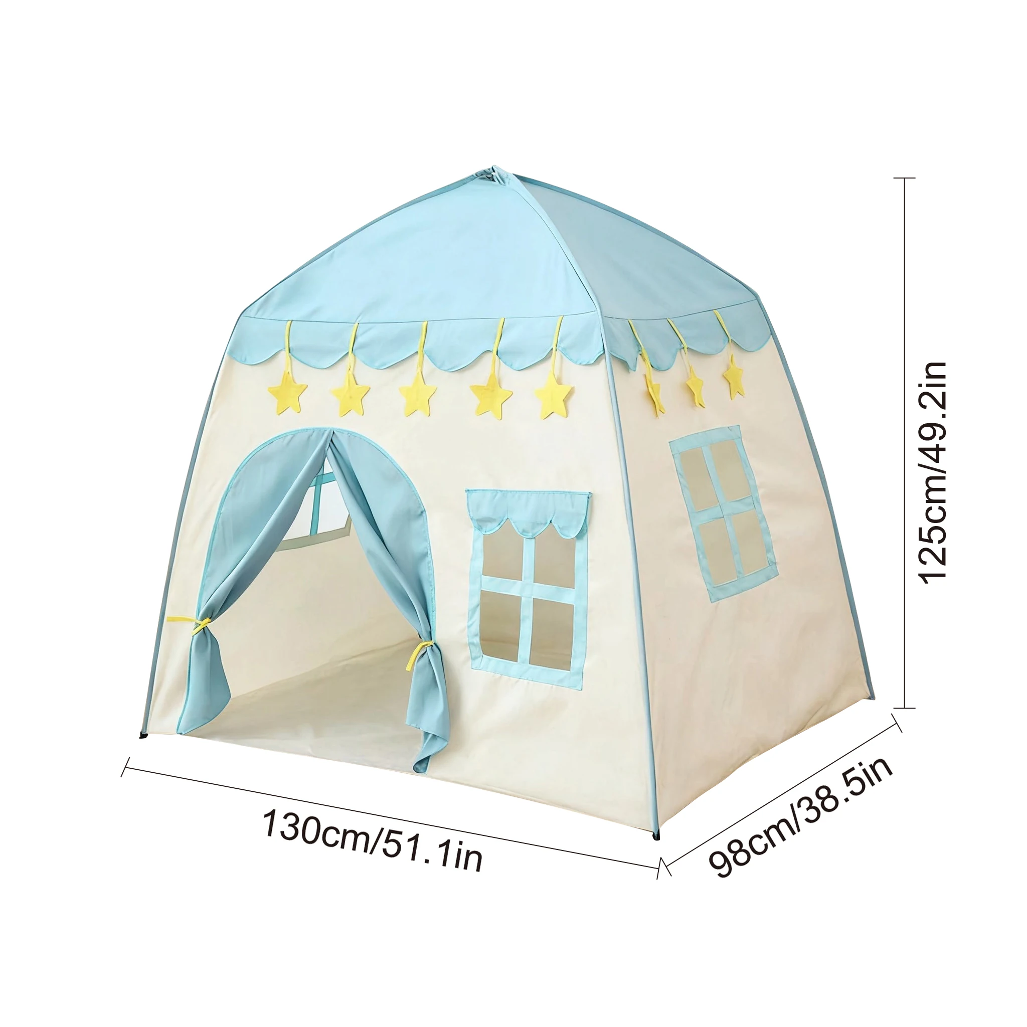 [Outdoor-Erholung] Partyspielzelt für Kinder, blaues Spielzeughaus mit gelbem Stern-Design, Prinzessin-Mädchen-Märchen-Spielzeugschloss, Strandzelt, Weihnachtsgeschenk für Jungen und Mädchen, Weihnachtsgeschenk, Accessoires nicht im Lieferumfang enthalten