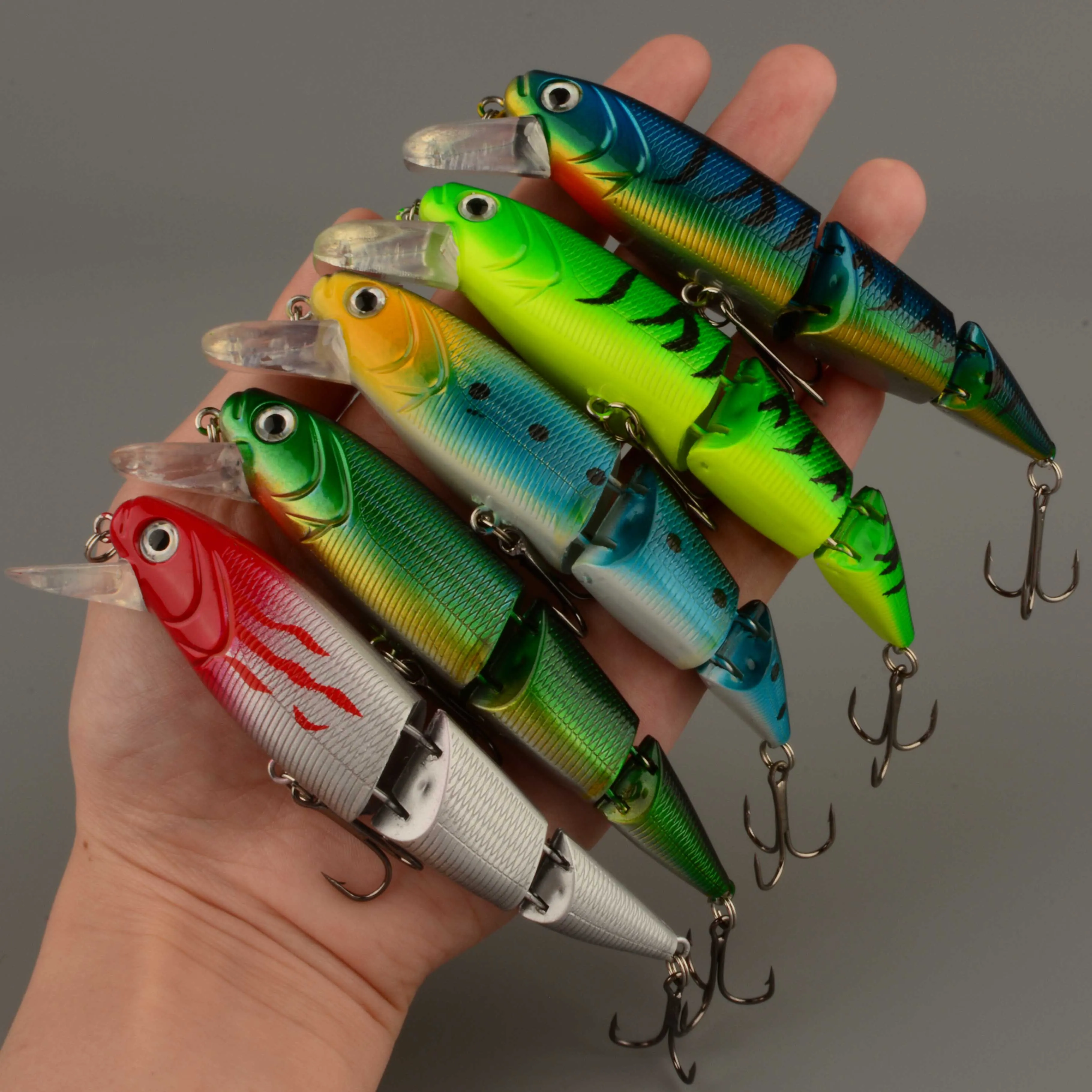 1 Stück Mehrteiliger Meerbarsch-Hardbait mit 3D-Fischaugen, Crankbaits, Minnow-Köder, künstlicher Köder, geeignet zum Karpfenangeln.