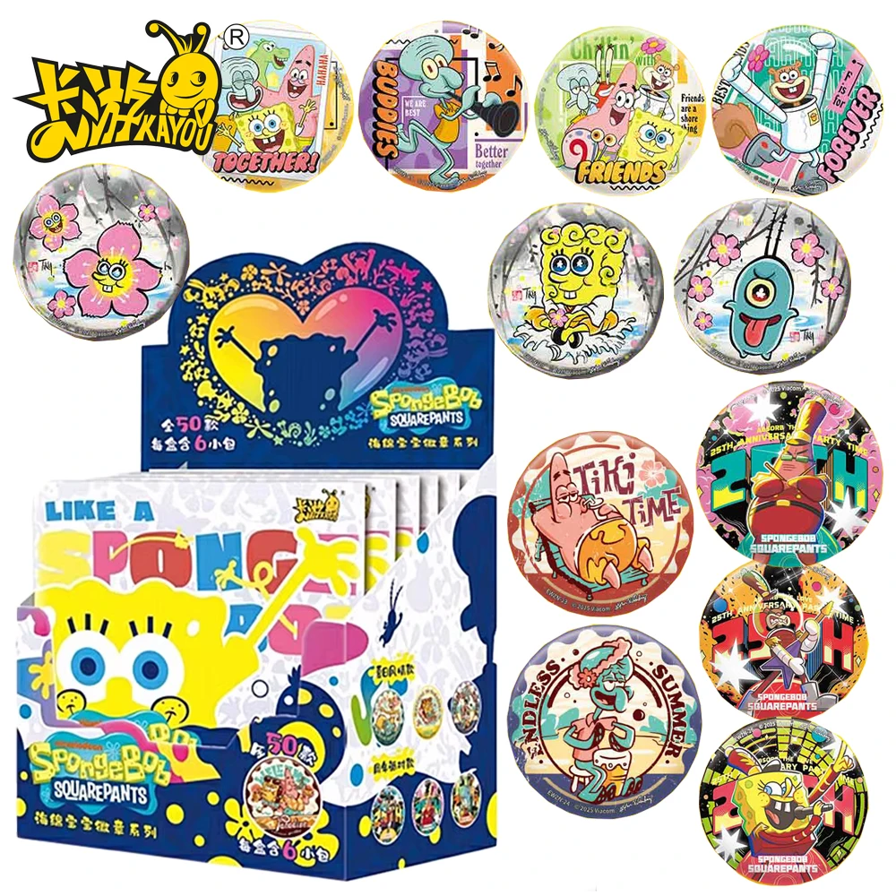 

New Original Kayou SpongeBob SquarePants Peripherals Badges Cartoon Pendant Brooches Collectible Pins Charming Gifts for Teens