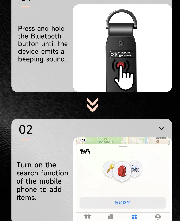 Integrierte AirTag-Chips, Fassungsvermögen für 2-3 Schlüssel, Autoschlüsselanhänger mit GPS-Tracker, Schlüssel-Finder, Schlüsselhalter für Männer und Frauen, (nur für iOS) – Detail 21
