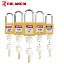 5PCS ABS Plastic Security Padlock Nylon Insulation Steel Shackle Safety Padlock Red Yellow Green Black Blue
