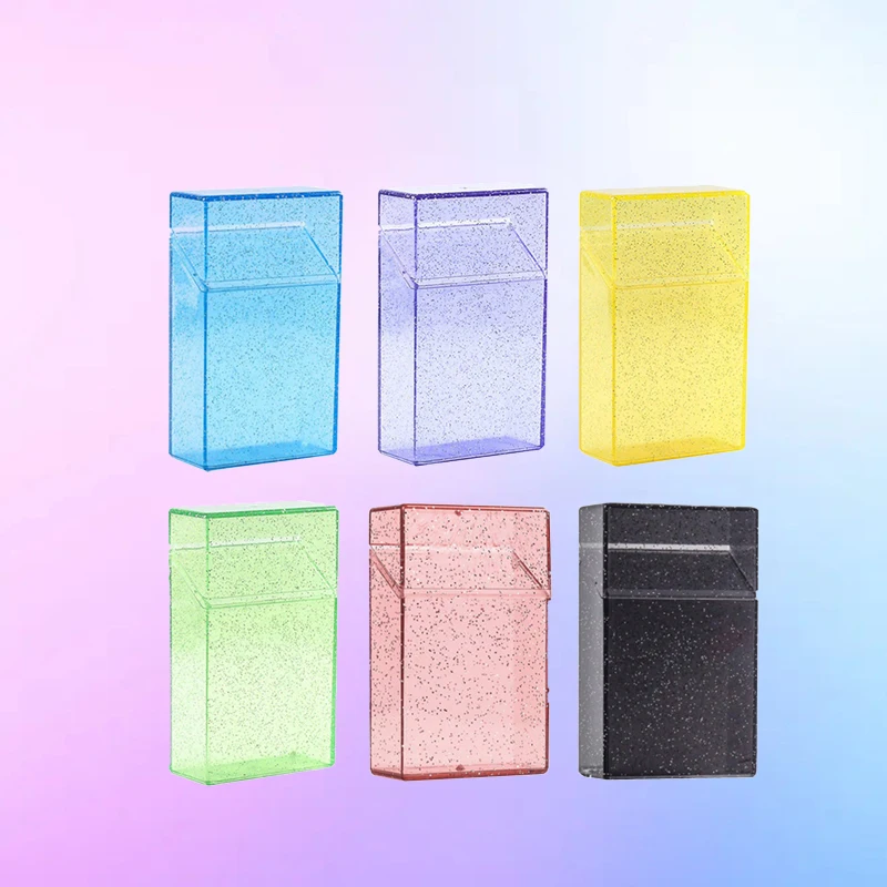 1pcs transparent cigarette case that can hold 20 cigarettes. Transparent flash stylish cigarette case for both men and women