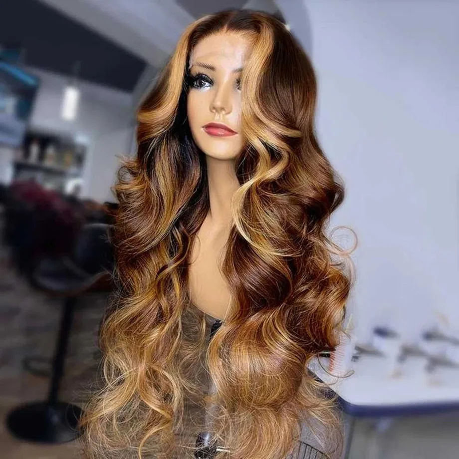 

13x6 Hd Highlight Wig Human Hair 30 Inch Body Wave Lace Front Wig Ombre Colored Wig Brazilian 13x4 Honey Blonde Wigs for Women