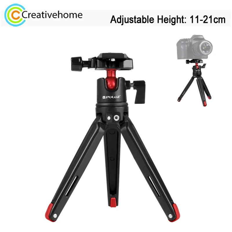 

PULUZ Metal Desktop Tripod Camera Mount with Rotatable Ball Head For Canon Nikon FUJIFILM Sony DSLR Cameras, Height: 11-21cm