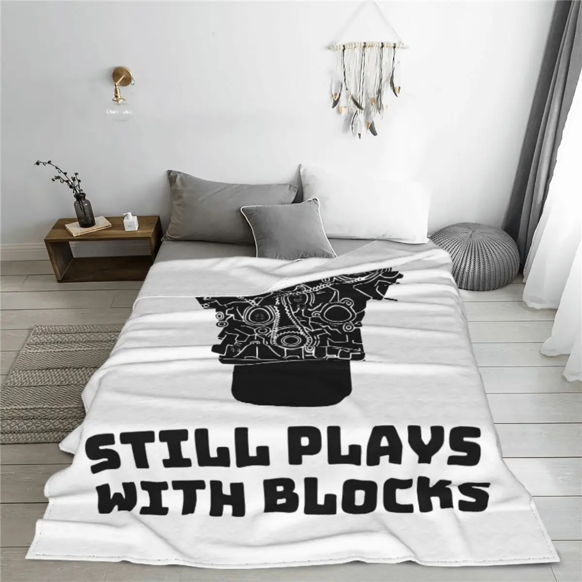 Mechanic Still Plays With Blocks Blankets Flannel Funny Breathable Throw Blanket for Coverlet All Season