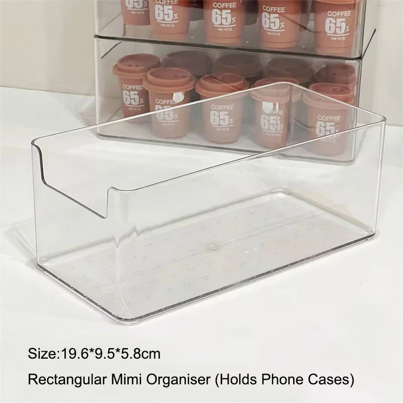 1Pcs Household Transparent Storage Box Medium Long Box Desktop Plastic Organiser